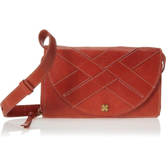 Leather Crossbody Bag Flap Closure Womens Travel Purse Rancho Red